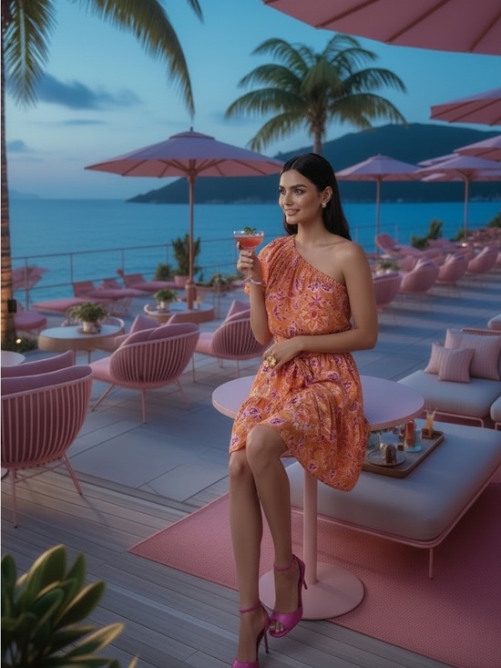 Love Wednesday Dresses & Skirts - One-Shoulder Orange Floral Mini Dress